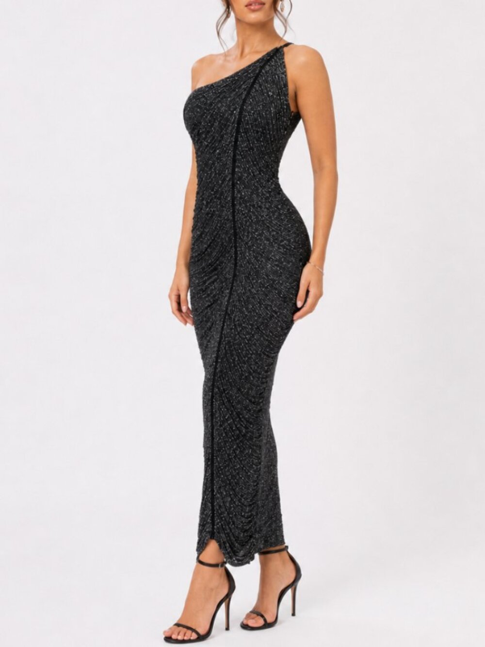 Chic Asymmetric Textured Fringe Party Dress | Elegant Cocktail Maxi
